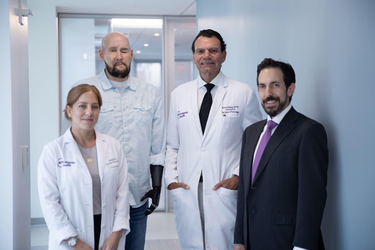 Allison Rojas, NP; Aaron James; Eduardo Rodriguez,MD, DDS; and Daniel Ceradini, MD. (Image credit: NYU Langone Health)